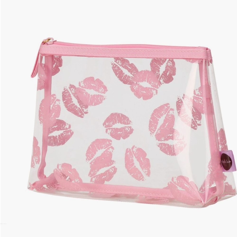 Lip Print (Kiss) Cosmetic Case | clear + pink